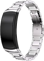 Vista 1 de Correa de reloj de metal compatible con Samsung Gear Fit2 Pro SM-R365/Gear Fit2 SM-R360 Reemplazo de correa de acero inoxidable de ajuste rápido