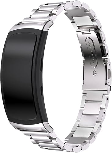 Correa de reloj de metal compatible con Samsung Gear Fit2 Pro SM-R365Gear Fit2 SM-R360 Reemplazo de correa de acero inoxidable de ajuste rápido para