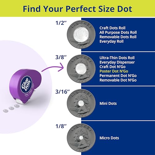 Image of Glue Dots .375 inch Poster Dot Disposable Dispenser - 200 Clear Dots
