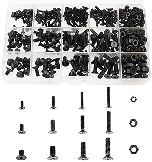 YPLonon 460PCS Laptop Countersunk Screws High Tensile Socket Cap 10.9 Grade Hex Flat Head Machine Screw M3 M4 M5 Black Phillips Bolts and Nuts Fastener Kit for Electronic Notebook Repairing