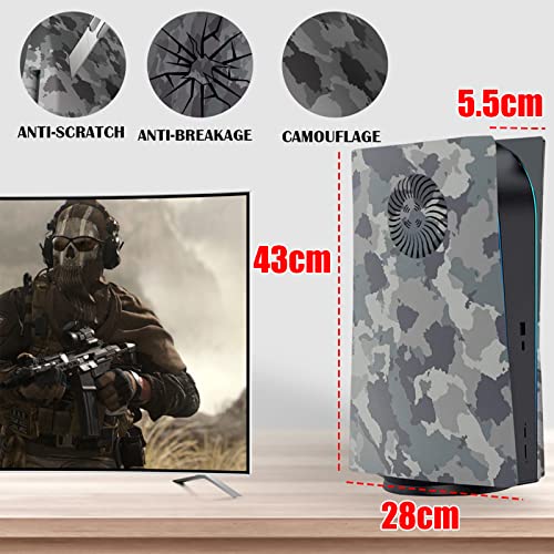 Ps5 Plates Gray Camouflage Ps5 Face Plates, Ps5 Cover Plates For Ps5 Disc Edition, Anti-Scratch Dustproof Protective Ps5 Cover Premium Hard Pc Replacement Shell Plates For Ps5 Console Disc Edition #TOP3