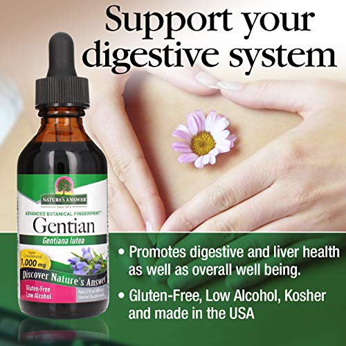 Nature's Answer Gentian Root Low-Alcohol 1000Mg 2Oz Extract | Promotes Digestion & Liver Function | Gluten-Free, Non-Gmo & Kosher Certified | Single Count #TOP2