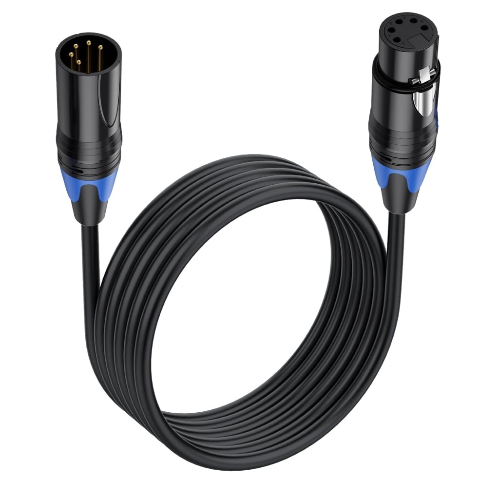Elnwnnkc 5Pin to DMX512 Connection Cable Wire Male to Female Connector Cord for Lighting Control