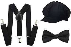 Wright Brothers Costume: Kids Boys Suspenders and Bow Tie Set with 1920s...