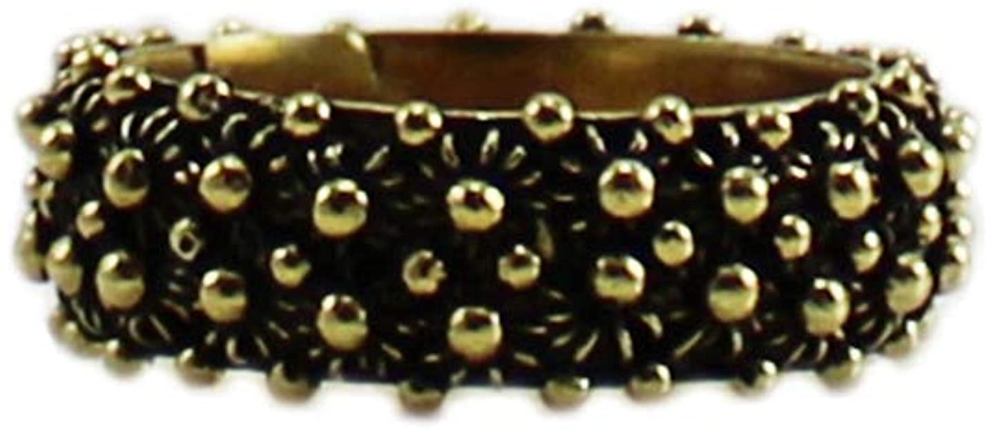 925 Sterling Silver Ring Burnished Gold Filigree Sardinian Style Honeycomb 2 Rows