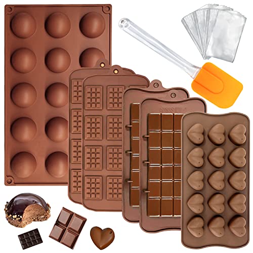 Moules à Chocolat en Silicone 6PCS pour Chocolats Moules à Barres de Noël pour la fabrication de chocolat, gâteaux, gelée et mousse à dôme Cover