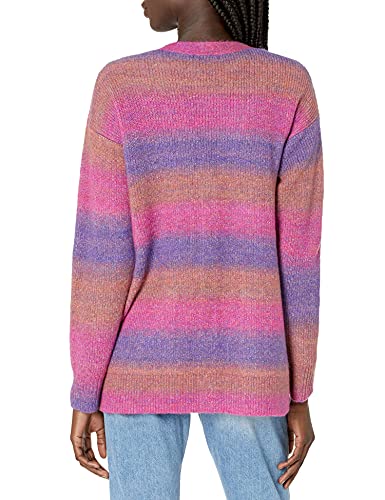 Image of Cable Stitch Women's Ombre Space-Dyed Cardigan - V-Neck Long Sleeve Button Front Rib-Knit Sweater Cover-Up with Pockets