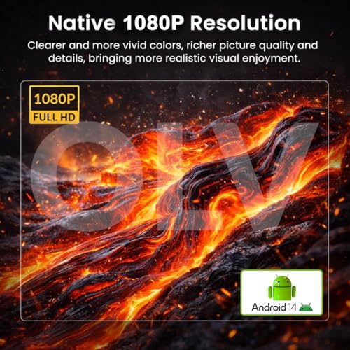 Image of OLV Portable Smart Mini Projector, 4K 1080P Full HD Supports Netflix, Prime and YouTube Etc WiFi 5G, BT-5.0, Cinema Projector 180 Android 14, Compatible with TV Stick /Windows /iOS /Android