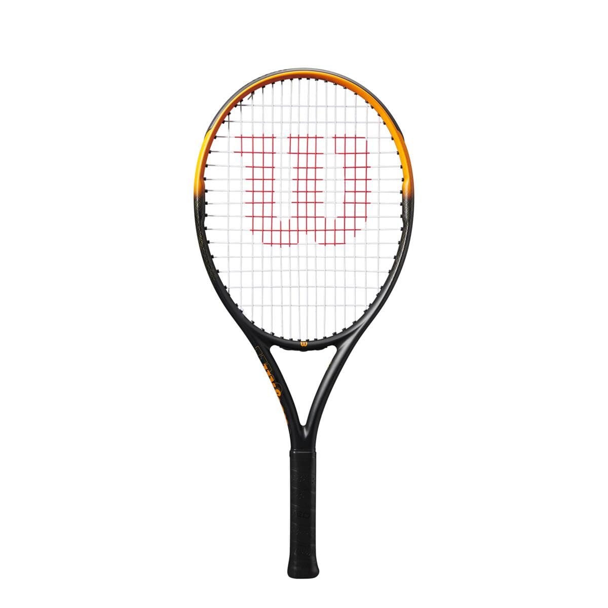 Wilson Racchetta Da Tennis Burn Spin Jr 25, Design Leggero Con Effetto Migliorato, Struttura Resistente, Finitura Brillante, Colore: Nero/Arancione, Misura: 25