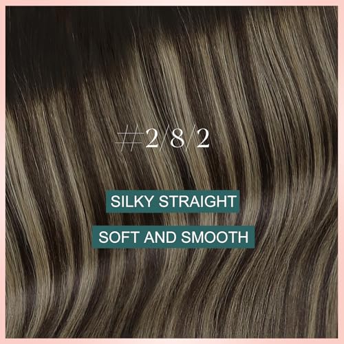 Image of Easyouth Invisible Wire Hair Extensions Ombre 20 Inch Fish Line Hair Extensions Human Hair Brown Ombre Medium Brown Invisible Wire Hairextension Straight Easy to Apply 100g