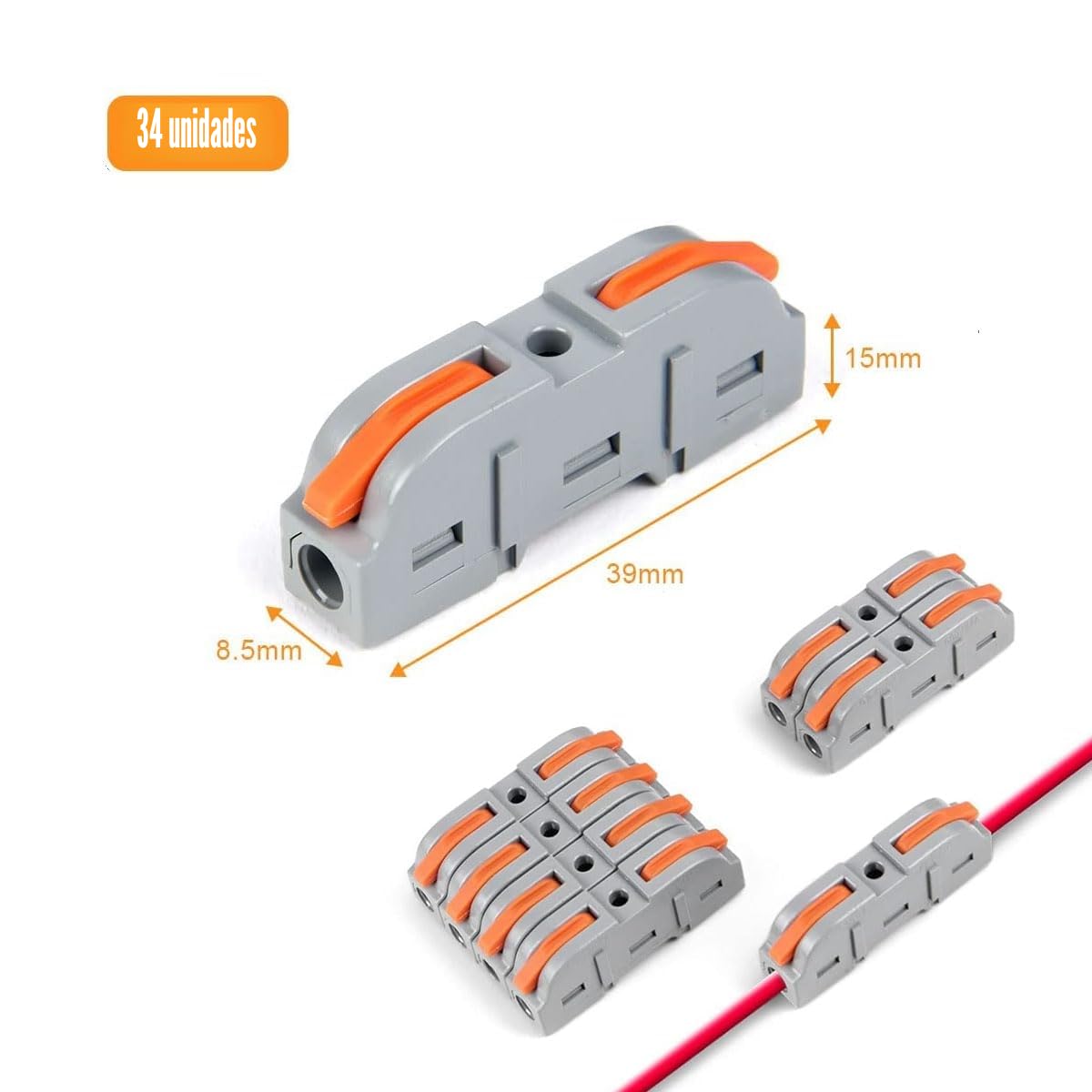 34 Piezas Conexiones Cables Electricos,Bornas de Conexion Electrica,Clemas Electricas Rapidas,Wago Conector,Fichas de Empalme Electrico,Empalmes Cables Electricos,Conectores Electricos Rapidos