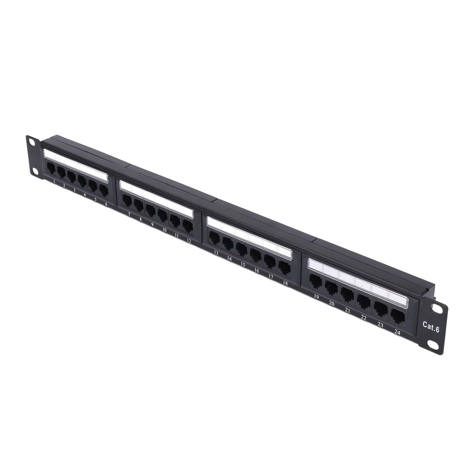Asixxsix Panneau de Brassage 24 Ports, Panneau de Brassage Réseau RJ45 Cat6 Robuste, Panneau de Brassage Ethernet 19 Pouces à Mural ou en Rack 1U pour Cat6 Cat5e Cat5