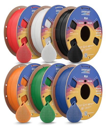 Image of OVERTURE 6KG Bundle High Speed PLA Filament 1.75mm, Neatly Wound 3D Printer Filament 6 Pack 1kg Spool (2.2lbs) Rapid PLA, Fit Most FDM 3D Printers (6 Color P1)