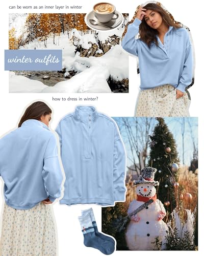 Image of Gacaky Sweatshirt for Women Oversized Casual Long Sleeve Button Henley Neck Pullover Tops Fashion Outfits Clothes