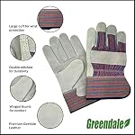 Greendale (3, 6 or 12 Pack - Leather & Cotton Work Gloves - Garage, Yard, Garden, Industrial, Commercial - One Size Fits Most (6, One Size)
