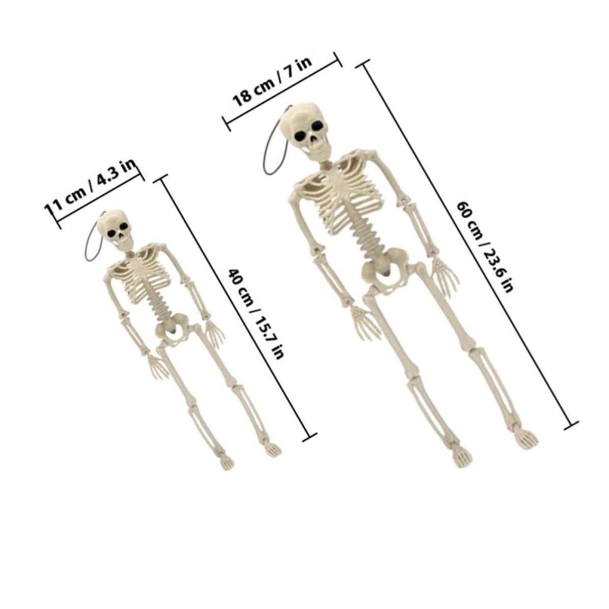 Kichvoe 2 Piezas Figura de Esqueleto de Plástico Blanco Resistente para Ambientación de Halloween Diseño Clásico y Simulación Realista, Adecuado para Accesorios y Ambientes Góticos