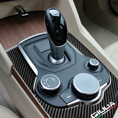 Image of Car Gear Shift Cover Sticker Carbon Fiber Decal Trim Center Console Panel Trim Wrap fits for Alfa Romeo Giulia 2016 2017 2018 2019 Accessories - Stelvio NOT FIT