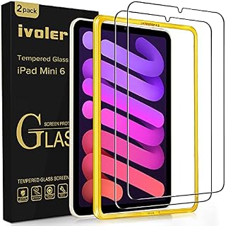 ivoler 2 Units Screen Protector for iPad Mini 6 8.3 Inches (6 generation, 2021 Model), with Easy Installation Frame, Tempered Glass, 9H Hardness, Anti-Scratch, No Bubbles