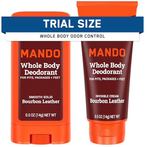 Mando Whole Body Deodorant For Men - Mini Travel-Sized Invisible Cream and Solid Stick - 72-Hour...