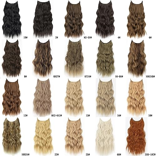 Extensiones de cabello sintético ondulado largo con 4 clips en marrón claro 6