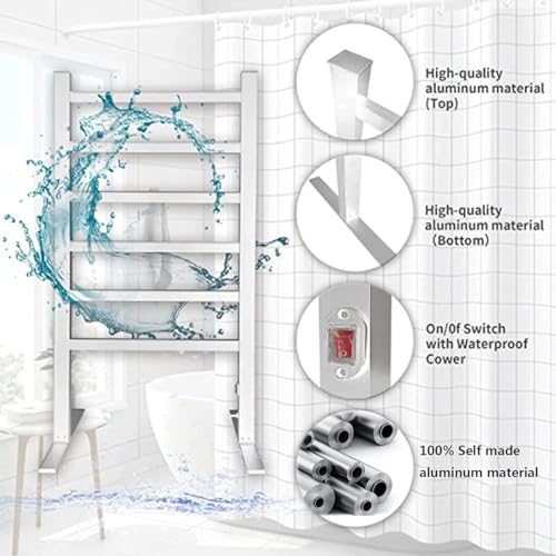 Toallero eléctrico de aluminio con interruptor calefactable de 120W 4