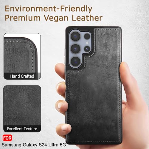Image of TheGiftKart Genuine Leather Finish Back Cover Case for Samsung Galaxy S24 Ultra 5G | Shockproof Design | Raised Edges for Camera & Screen Protection | Stunning Minimalist Design Back Cover (Grey)
