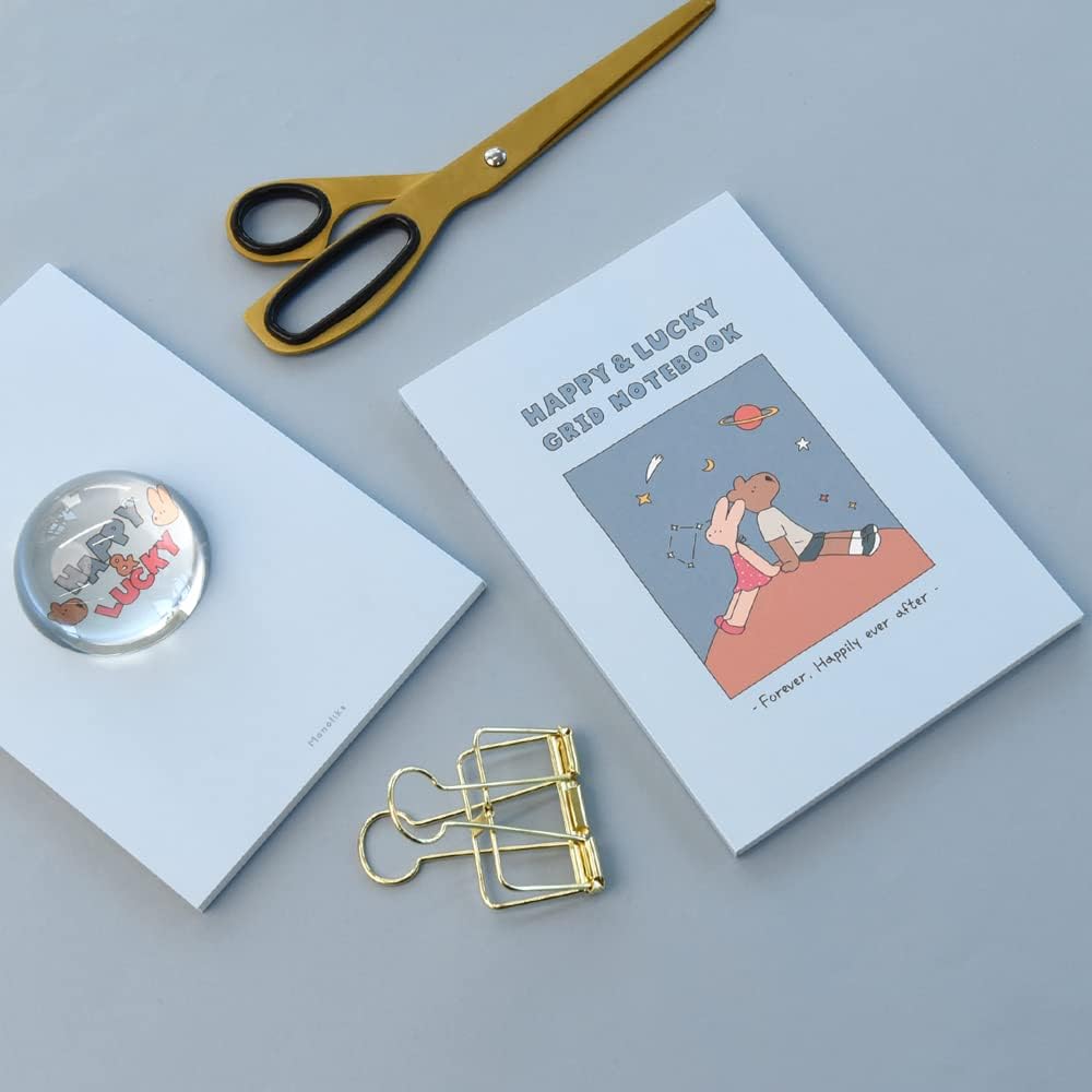 Monolike B6 Happy and Lucky Grid notebook 4p A SET - Mini note, Pocket note, Grid note, a portable note, 128x182mm, 80pages