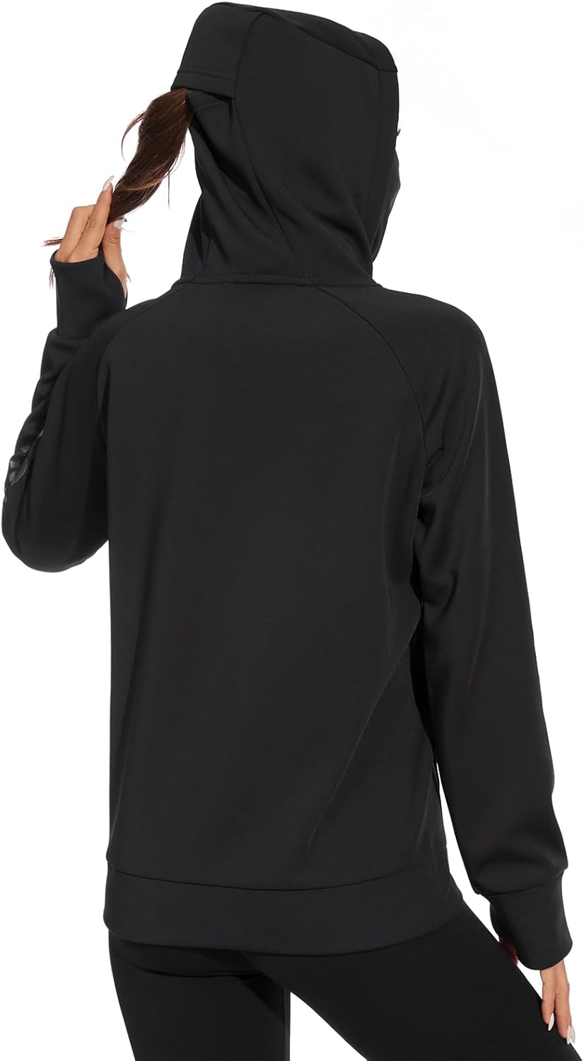 BASSDASH Women’s Fleece Fishing Hoodie with Neck Gaiter Water Resistant Performance Hiking Sweatshirt Pullover - Image 2