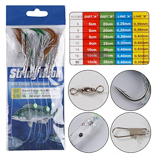 Fishing Rigs Baits Fishing Lures Fishing Skin Rigs With Fishing Hook Swivel Glow Beads Fishing Lures For Saltwater Freshwater 22 Pack #TOP2