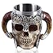 Gothic 3D Skull Mug,Taza de cerveza de acero inoxidable con diseño de calavera de Viking Warrior, taza de cerveza, taza de vino medieval para café/bebida/zumo