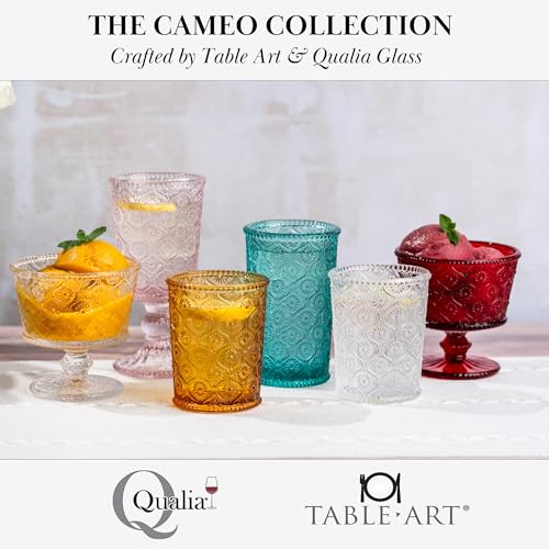 Set de 4 vasos vintage Qualia Glass ámbar 9 oz miniatura 7