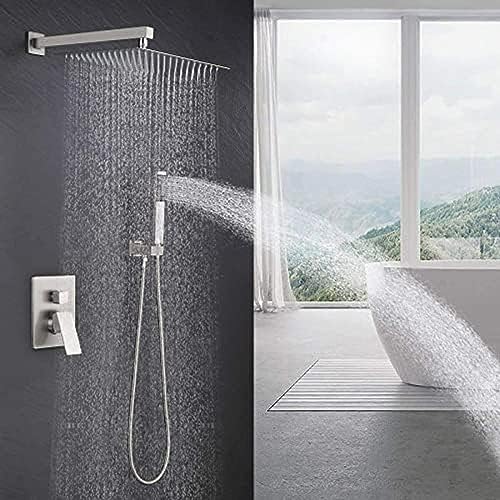Douche de tête nickel brossé grand format pour spa moderne à la maison