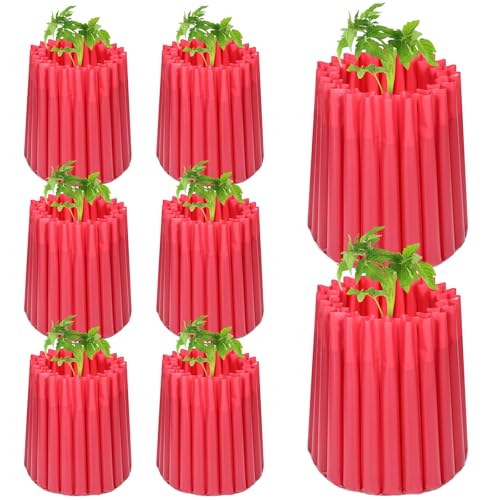 Vincreem 8 Pack 24in Wall of Water Gardener Insulating Plant Protective Cover Bulk Early Season Gardening Plant Protector for Cold Weather Anti-Frost Garden Ideal Planting (Red)