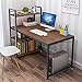 Tower Computer Desk with 4 Tier Shelves - 47.6'' Multi Level Writing Study Table with Bookshelves Modern Steel Frame Wood Desk Compact Home Office Workstation (Walnut)