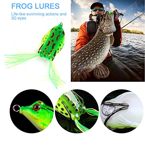 XTON 93Pcs Fishing Lures Kit Set for Bass, Trout, Salmon Including Frog Lures, Plastic Worms, Spinner Bait, Crank Bait, Jigs, Topwater Freshwater and Saltwater Lure with Tackle Box