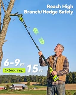 Supstable Set da Giardinaggio 6 in 1 a Batteria: Mini Motosega & Tagliasiepi, Potatore Telescopico con 8000mAh Batterie, Raggiunge fino a 4,57 m, Ideale per la cura degli alberi e il taglio del legno