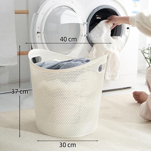 سلة غسيل الملابس المتسخة من يوملوك، مقاومة للماء، موفرة للمساحة، متينة ومريحة - سعة 45 لتر، لون ابيض
