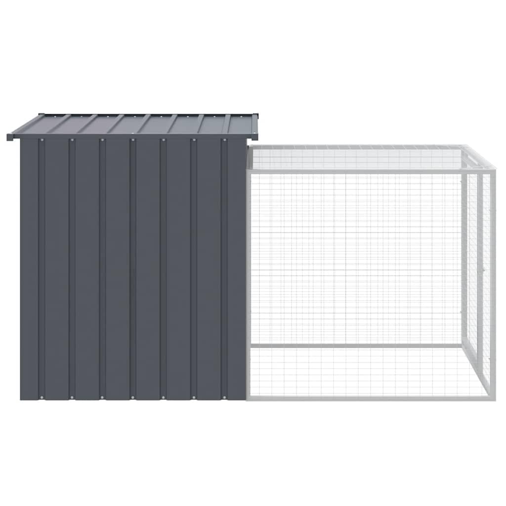 ACAGALA Hühnerkäfig mit Auslauf 110x201x110 cm, Hühnerstall Metall mit großzügigem Gitter & Tür, Heimtiergehege Kleintierstall für Hühner Geflügel Kleintiere, Verzinkter Stahl, Anthrazit
