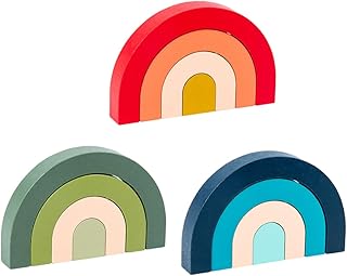 Toyvian 3 Pçs Arco-Íris Arco Ponte Blocos De Construção Crianças Playset Crianças Brinquedos Educativos Crianças Brinquedos De Madeira Arco-Íris Empilhamento Jogo Crianças Brinquedo