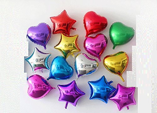 Amazon | 華やか バルーン 風船 2種 (ハート 7色 + 星型 7 色 + 空気