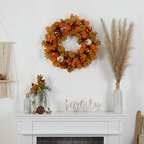 Nearly Natural 30 in Autumn Pumpk in and Maple Leaf Artificial Fall Wreath by Nearly Natural - Used condition - Image 3