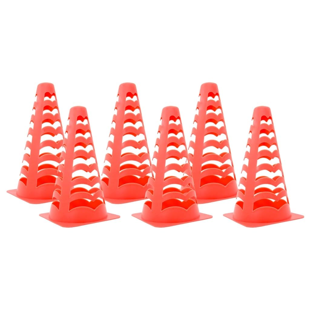 Stożek do piłki nożnej, 6 szt., możliwość układania w stos, w kolorze pomarańczowym, z polietylenu, 13 x 13 x 22,5 cm, idealny do treningu, zwinności, slalomu, koordynacji i wyznaczania pola
