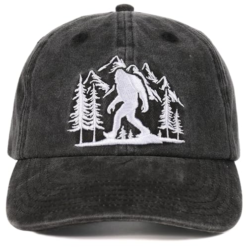 Image of InnoBeta Bigfoot Sasquatch Hat Gifts for Men, Women, Funny Adjustable Embroidered Hat Baseball Cap Grey