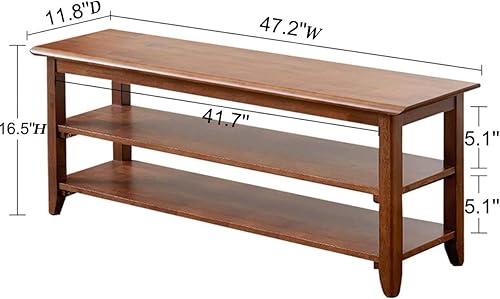 Miniatura 8 de Banco de almacenamiento de madera para zapatos, banco de entrada con 3 niveles de altura ajustable, zapatero para puertas delanteras para pasillo,