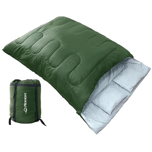 SEIKOH 寝袋 オールシーズン 洗える コンパクト 2人用 シュラフ 封筒型 2in1 シングル 連結 ダブル アウトドア キャンプ テント テント 防災グッズ カーキ ODSBPS6KH