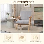 HOMCOM Sessel Wohnzimmer Loungesessel Armlehnstuhl Relaxsessel mit Gummiholzbeine, Polstersessel mit Samtoptik, Lesesessel für Schlafzimmer Arbeitszimmer Hellgrau – Bild 4