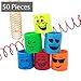Podzly - 50 Piece Magic Spring Toy Bulk - Mini Magic Coil Party Favors with Goofy Smiles - Assorted Colorful Smiley Face Springs - Juguetes Sorpresas for Birthday Activities, Classroom
