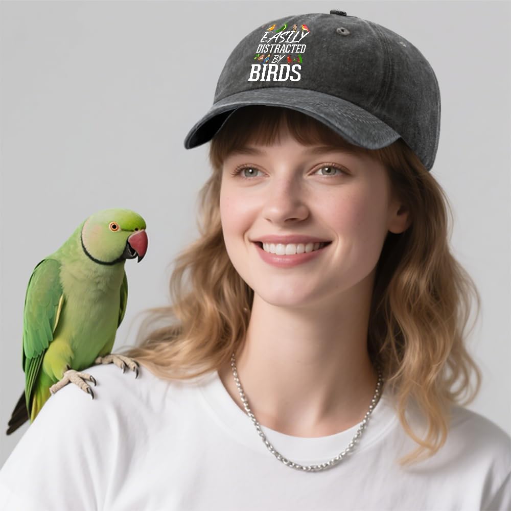 Easily Distracted by Birds Trucker hat Baseball hat for Women Pigment Black Hiking hat Women Gifts for Grandma Golf - Image 7