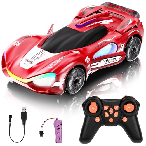 Gerbala Coche Teledirigido para Niños, Coche Teledirigido Drift, 2.4GHz LED RC Stunt Car,Juguetes 6 7 8 9 10 11 12 Años Niño Niña,Radiocontrol Coche Juguete Niño Regalo (Rojo)