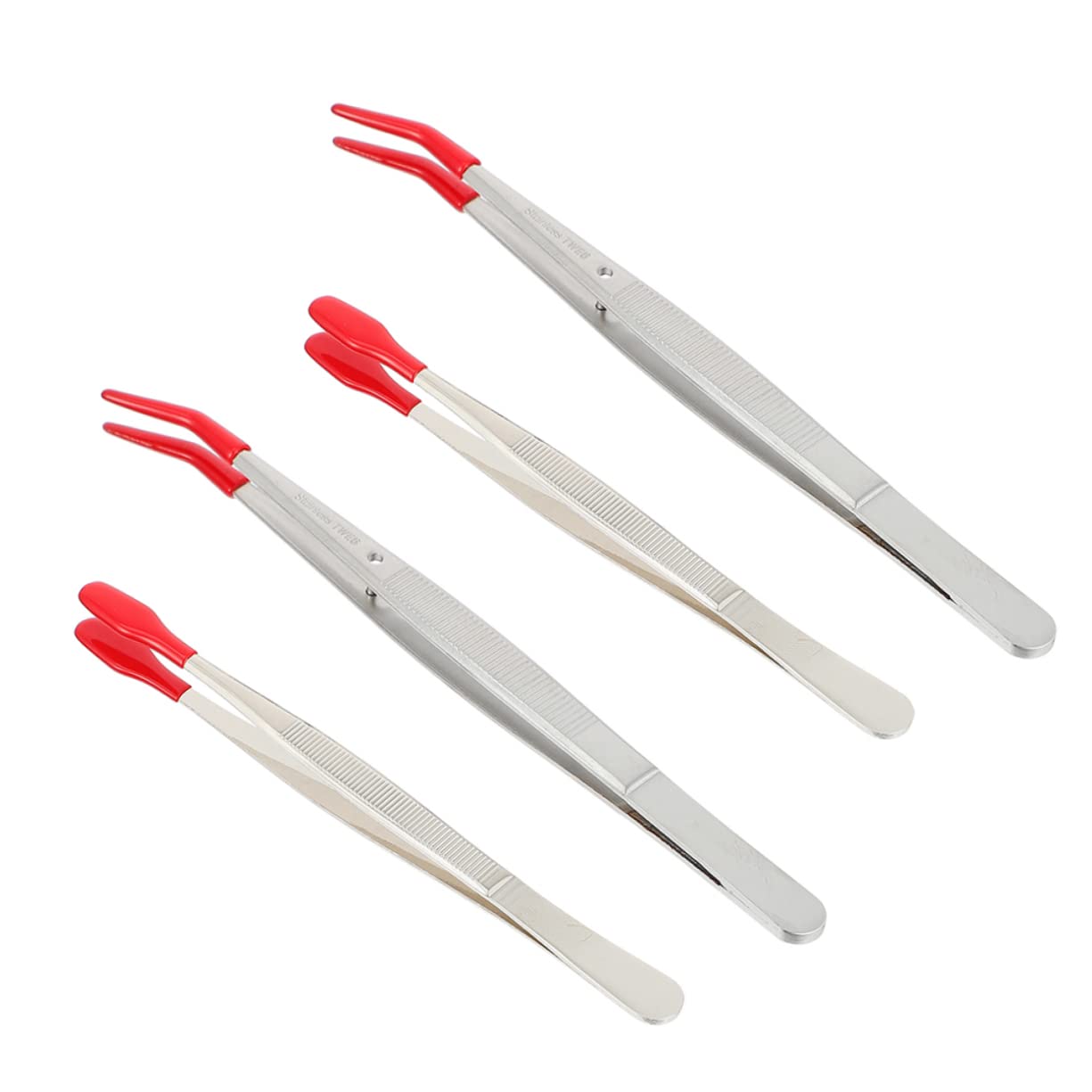 FRCOLOR 2 Set Pinzette Acciaio Inossidabile Con Design Ad Elbow E Punta Larga Utensili Leggeri E Pratici Per Casa Per Catturare E Facilità Uso 4 Pezzi*2